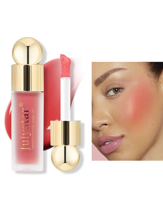Velvet Liquid Blush - Velvet Cream Lightweight Natural Looking Waterproof Long Lasting Blush Makeup for Cheek Natural Looking Soft Cream Liquid Blush Stick (#02)
