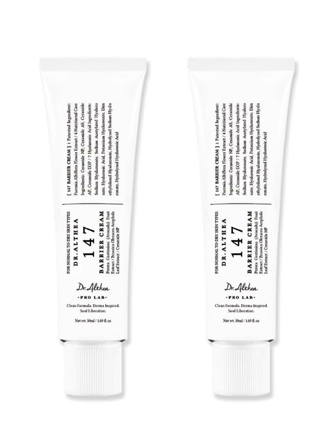 Dr.Althea 147 Barrier Cream Daily Skin Barrier Repair Care Deep Hydrating with Hyaluronic Acid & Ceramides Korean Vegan Skincare for All Skin Types 1.7 Fl Oz - Pack of 2
