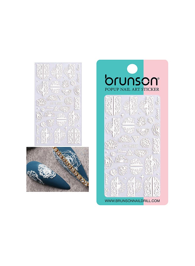 5D Flower Decals Exquisite Self Adhesive Nail Art Decoration Stickers 5D-k059
