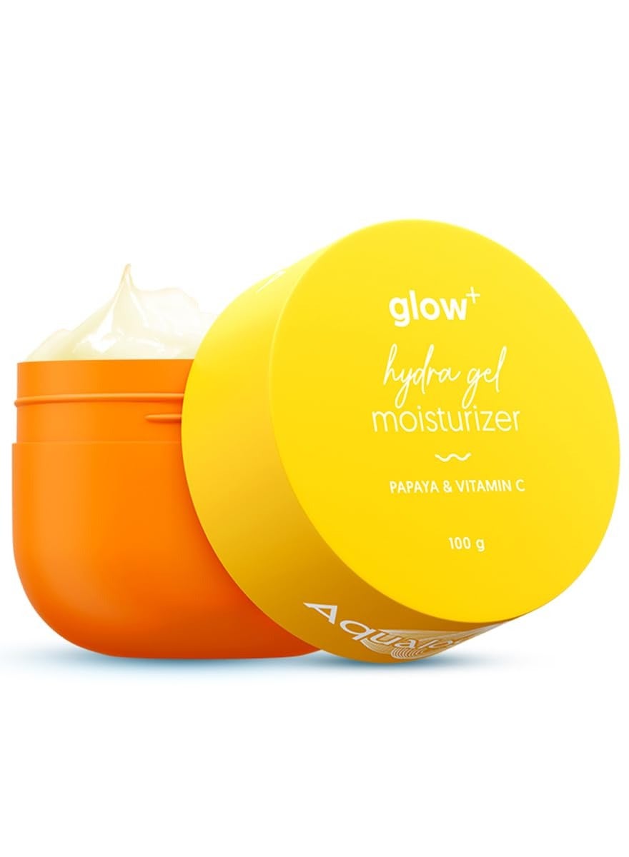 Glow+ Hydra Gel Moisturizer with Vitamin C & Papaya - 100 g|24-Hour Intense Hydration|Weightless Water-Like Gel Texture|Non Sticky & Quick Absorbing for Glowing Skin