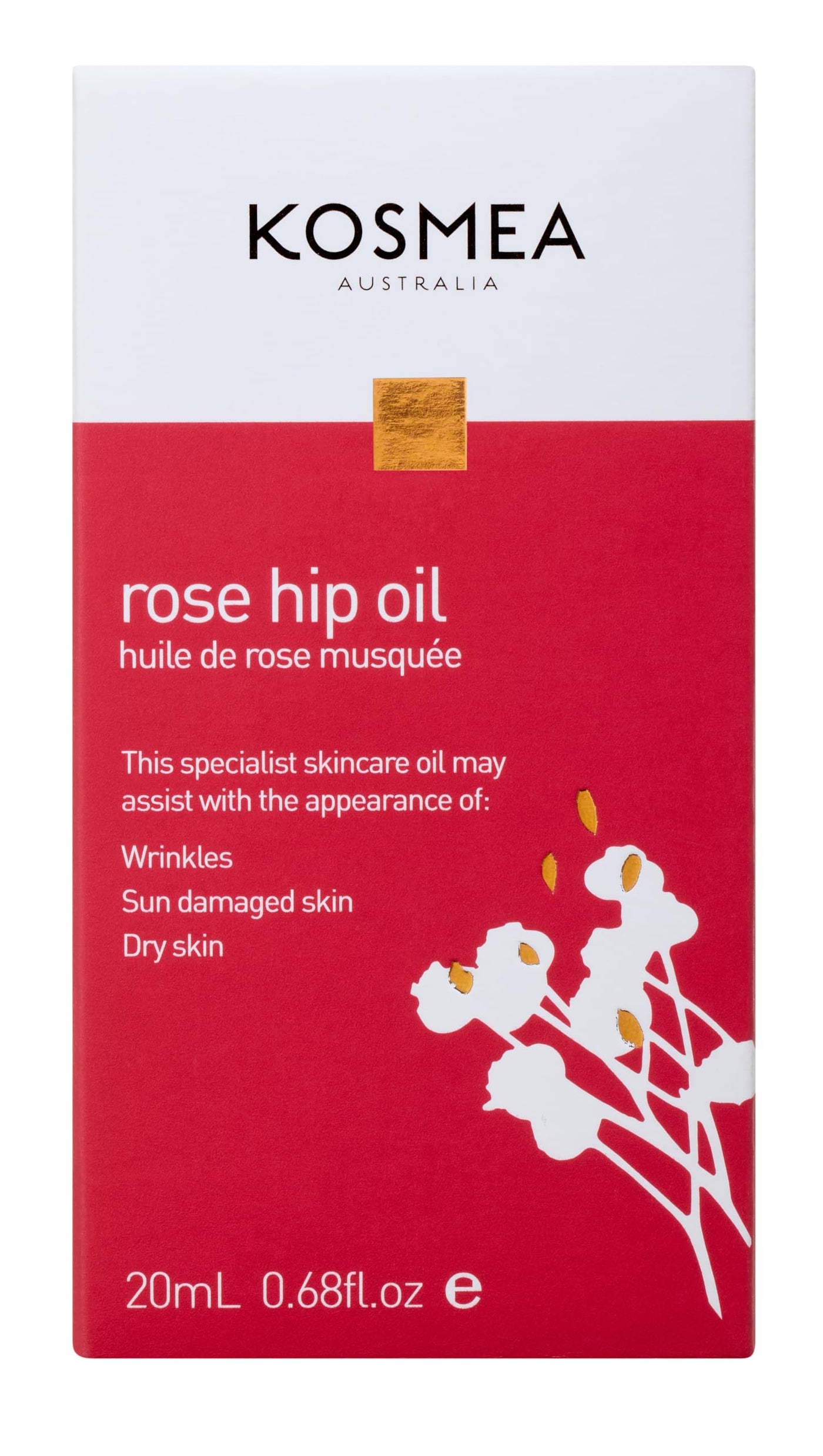 Kosmea Rosehip Oil â€“ Anti-Aging Benefits for Face & Body â€“ Premium Quality Super-critically Extracted Oil Using The Entire Fruit, Seed & Skin - 0.68 fl oz