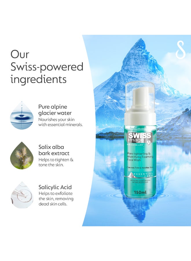Foaming Face Wash for Pore Tightening & Mattifying with Salicylic Acid 150 ml Acne & Oil Control, Deep Cleansing Anti-Shine Face Wash| Combination to Oily Skin| Men & Women| Swiss Made - image 3