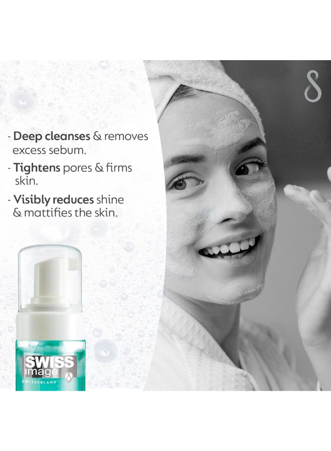 Foaming Face Wash for Pore Tightening & Mattifying with Salicylic Acid 150 ml Acne & Oil Control, Deep Cleansing Anti-Shine Face Wash| Combination to Oily Skin| Men & Women| Swiss Made - image 4