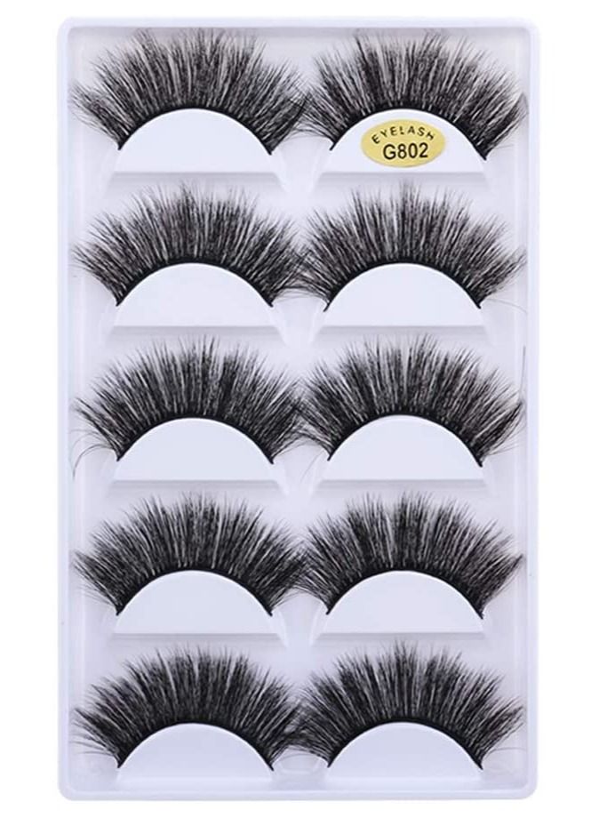 5 Pairs Faux 3D Mink Lashes Handmade False Lashes