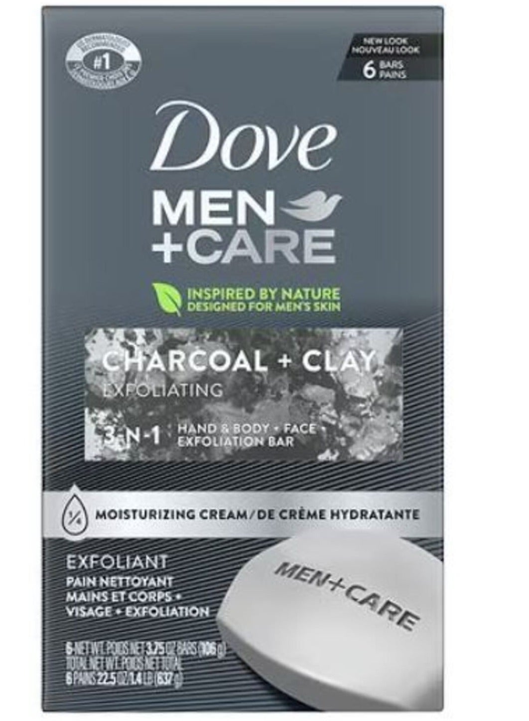 Men+Care Charcoal + Clay 3-n-1 Hand and Body + Face + Shave Bar 106 gm 6 Bars