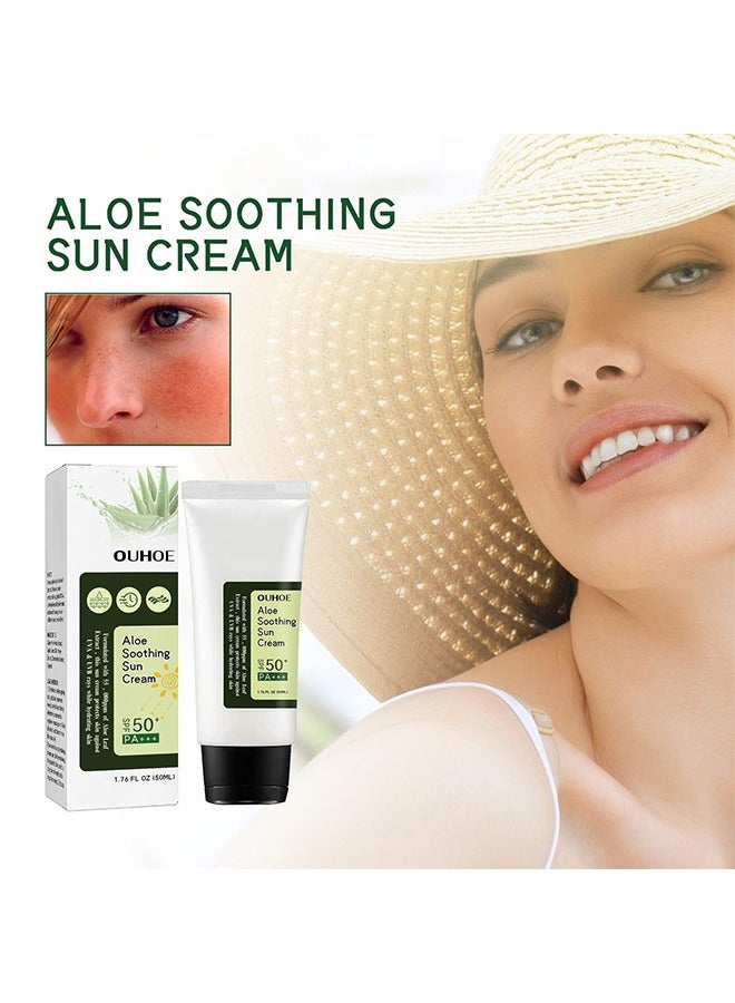 Aloe Soothing Sun Cream SPF50+ PA+++,For Sensitive Skin,Waterproof & Sweatproof Moisturizing Sunscreen 50ml