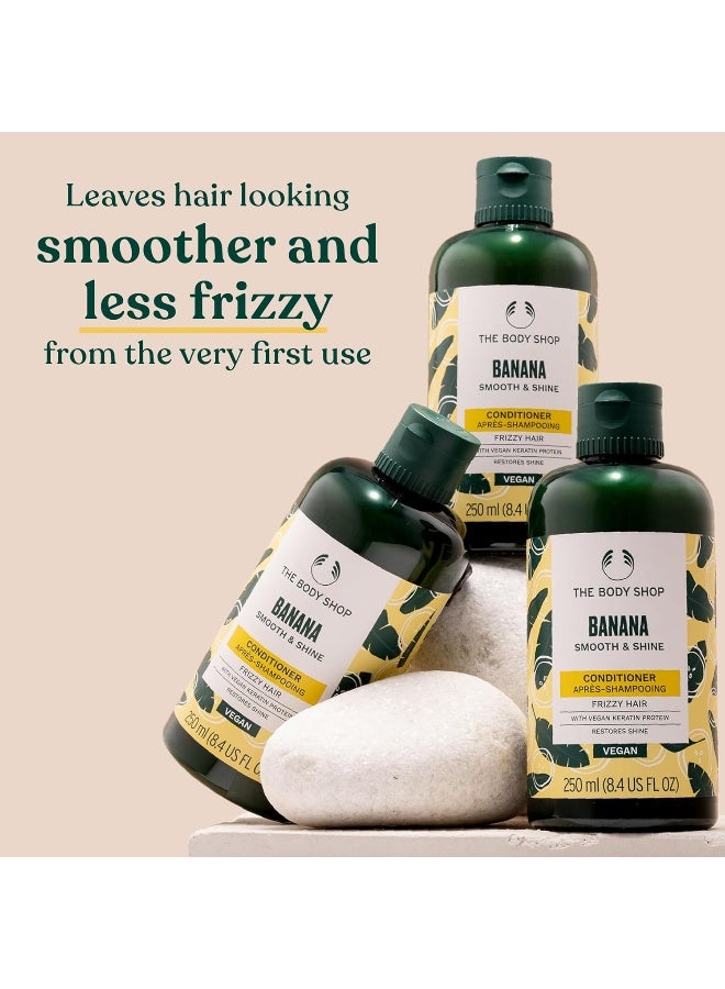 Banana Smooth & Shine Conditioner – Smooth, Frizz-Control Hair Care for Dry, Frizz-Prone Hair | Infused with Vegan Keratin Protein for Repair & Shine | Fruity Banana Scent, 250 ml - image 3