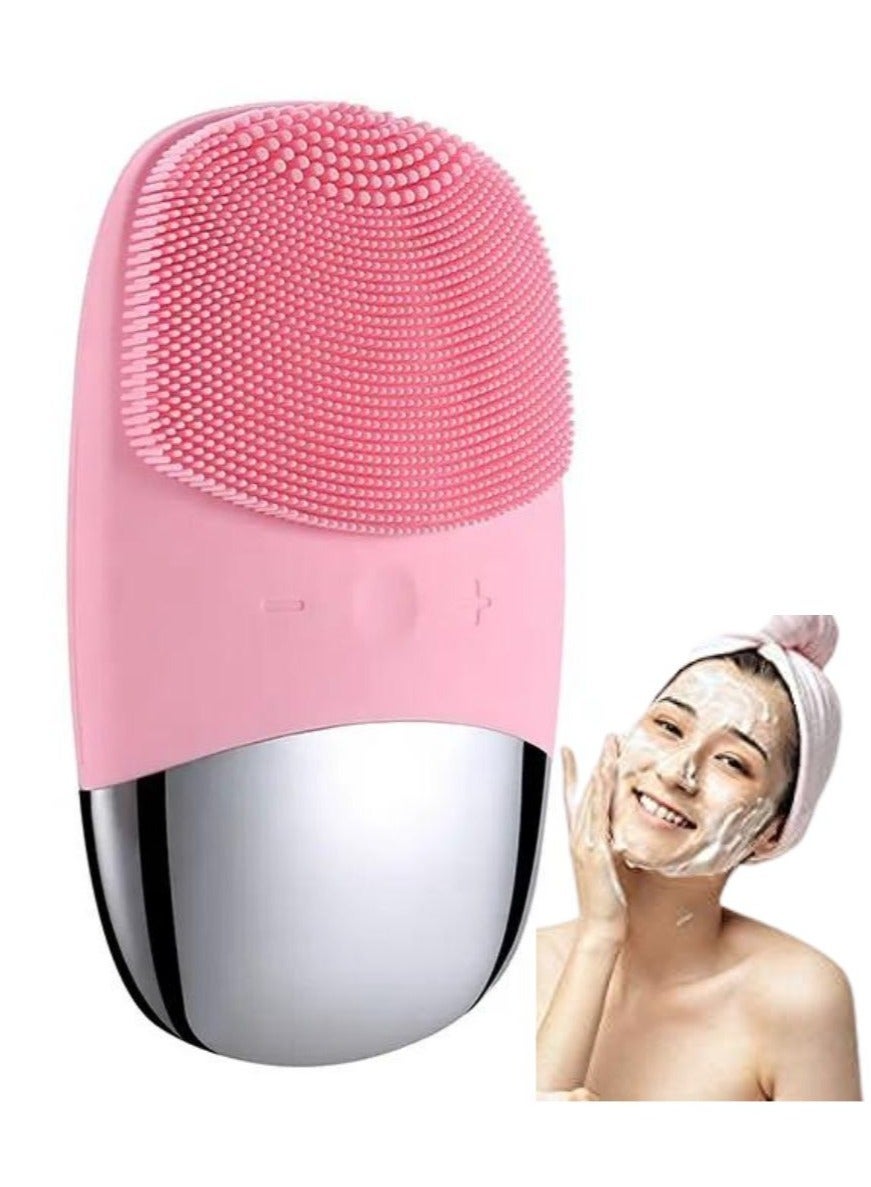 Sonic Facial Cleansing Brush, Soft Silicone Face Brush, Waterproof Electric Facial Cleansing Brush, Face Massager, Fit for All Skin Exfoliation, Gentle Exfoliating, USB Rechargeable