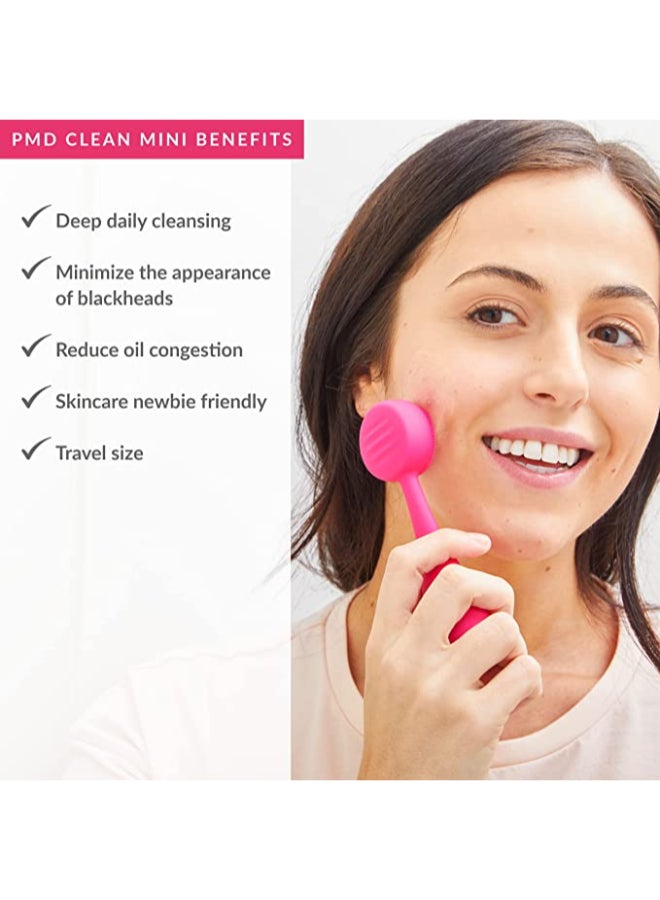 Clean Mini - Smart Facial Cleansing Device with Silicone Brush and Anti-Aging Massager, Pink - image 4