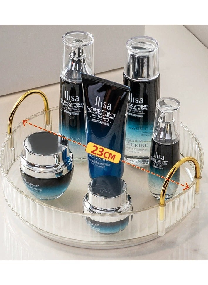 Light luxury cosmetics storage rack rotating disc storage rack storage box bathroom shelf storage frame