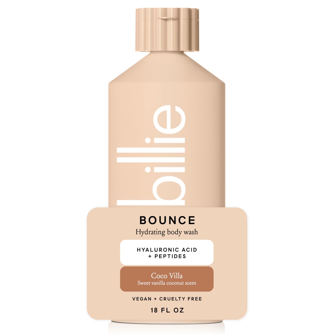 Billie Bounce, Hydrating Body Wash, Hyaluronic Acid + Peptides, Hydrating & Replenishing,18Fl Oz