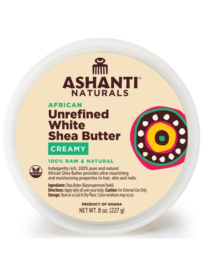 White Raw Shea Butter | Unrefined African Shea Butter | Creamy Moisturizer for Easy Application - 8 oz