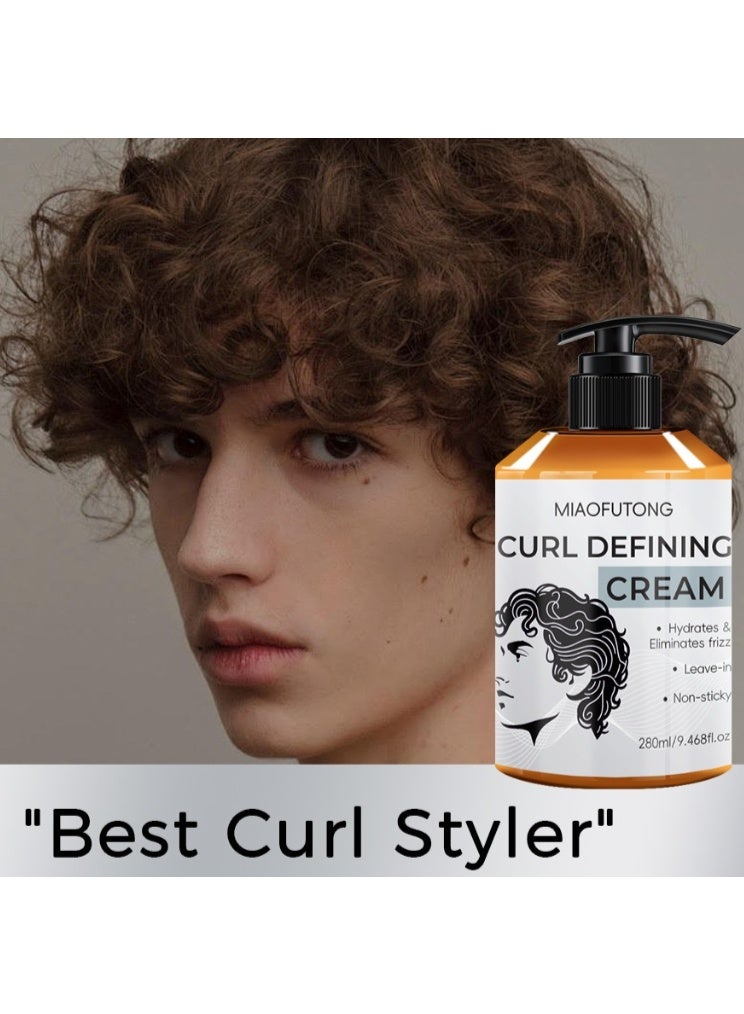 280ml Hair Curl Cream Long Lasting Hold No Flaking Shining Nourishing and Moisturizing Curl Defining Cream for Curls Coils and Waves All Hair