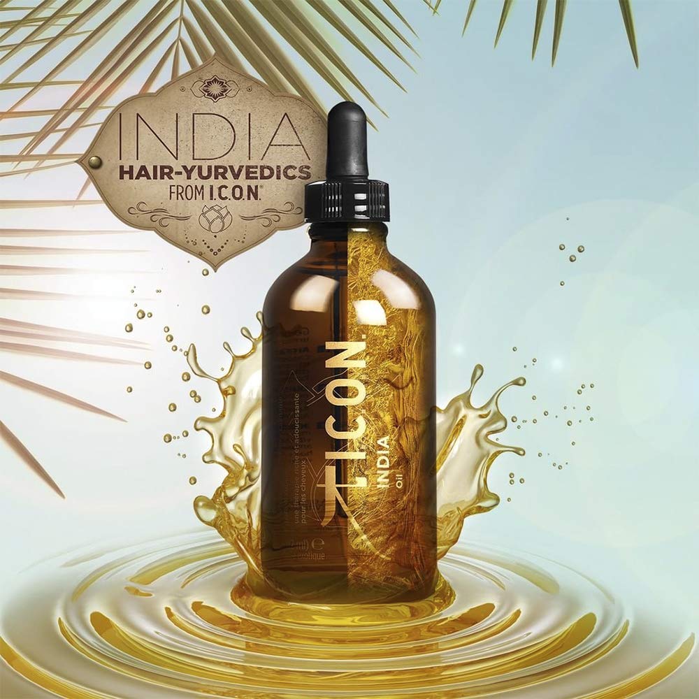 I.C.O.N. India Hair Oil for Dry Hair, Enriching Emollient, Adds Strength, Manageability and Shine, Helps Repairing and Maintaining Hair Quality, 4 Fl oz