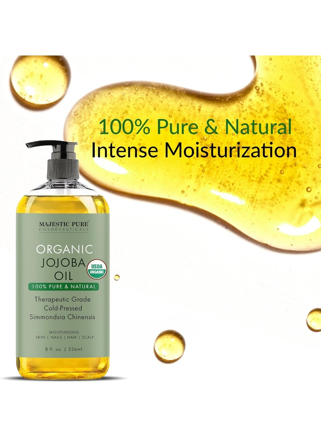 Pack of 2 Organic Jojoba Oil 236 ML Large,100% Pure Jojoba Oil Organic for Skin, Hair, Scalp, Nails, Face and Vitamin E Oil - 236 ml, 100% Pure and Natural Cold Pressed - image 2