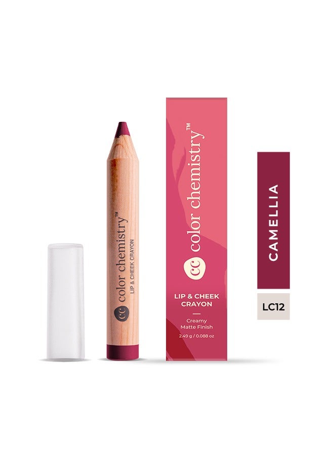Color Chemistry Camellia Lip And Cheek Crayon - 2.49 g, Vegan, Ultra-Matte, Non-Drying, Pigmented And Long-Stay Lipstick, Multi-Use Lip Crayon