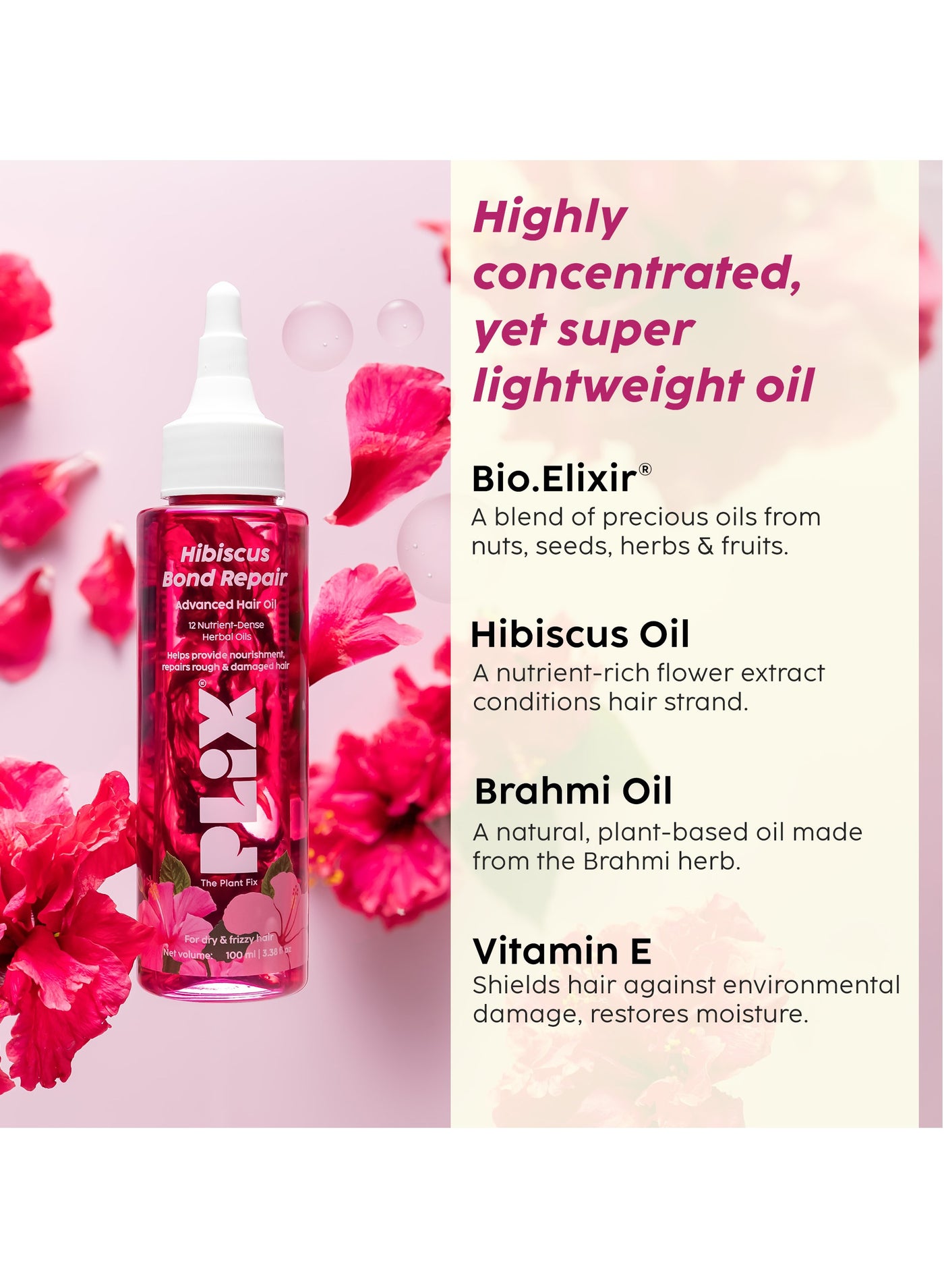 Hibiscus Bond Repair Advanced Hair Oil for Damaged Hair - 100ml Repairs Damaged Hair Due To Heat Styling Restores Strength & Reduces Breakage - image 3
