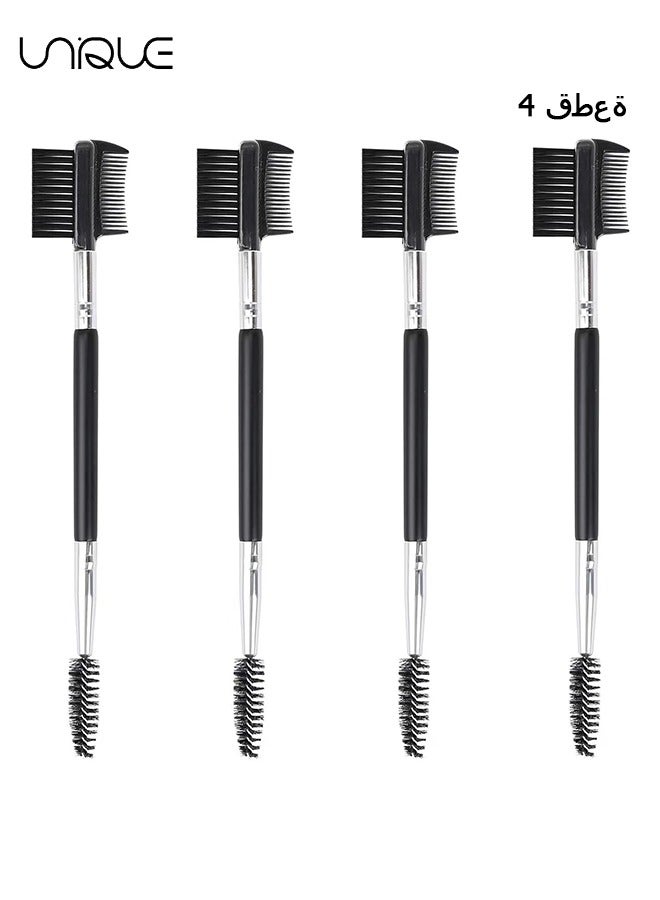 4Pcs Eyelash Comb, Eyebrow Eyelash Shaper, Comb Eyelash Separator Tool with 3 Different Spoolie Brushes for Women Girls Separating Lashes, Eliminating Mascara Clumps, Grooming Brows(Black)