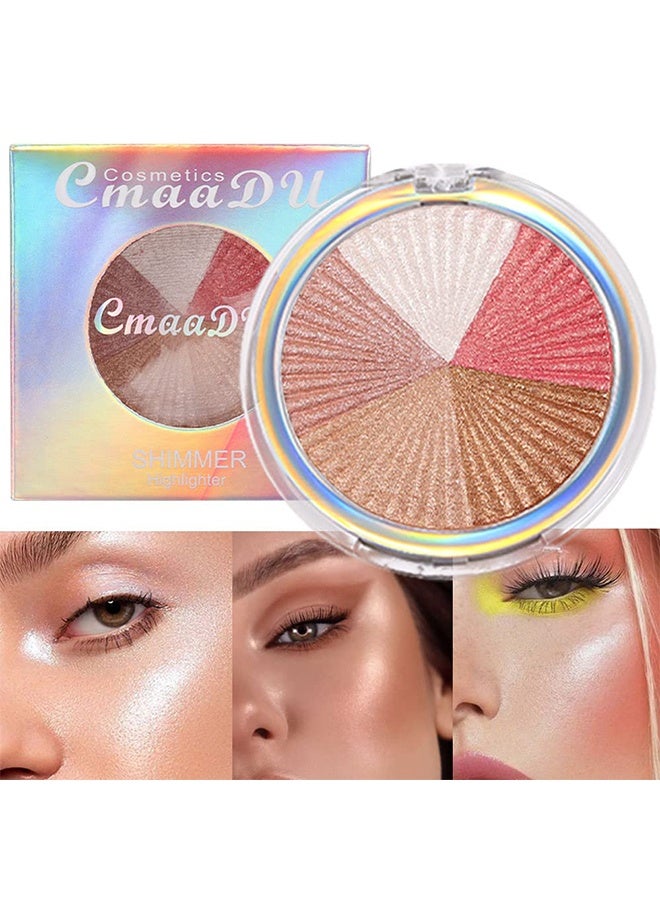 Shimmer Highlighter Makeup, Highlight Powder Bronze, Bronzer Makeup Matte, Highlighter Palette White Shimmer Blush Bronzer Powder Palette 5 Colors