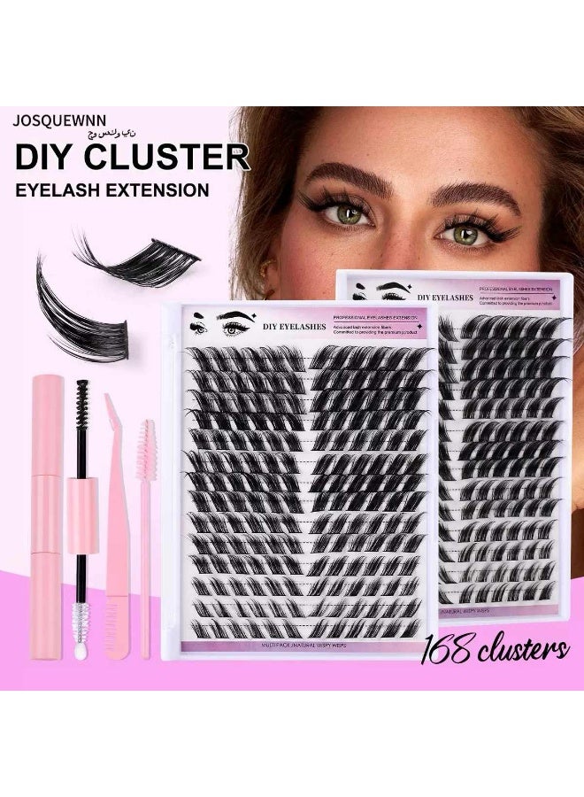 168 Clusters of Dense Feathered Segmented False Eyelashes, 12-18mm Single Cluster Lashes, Perfect for Creating Natural and Enchanting Eyes, Suitable for Daily Makeup and Special Occasions.