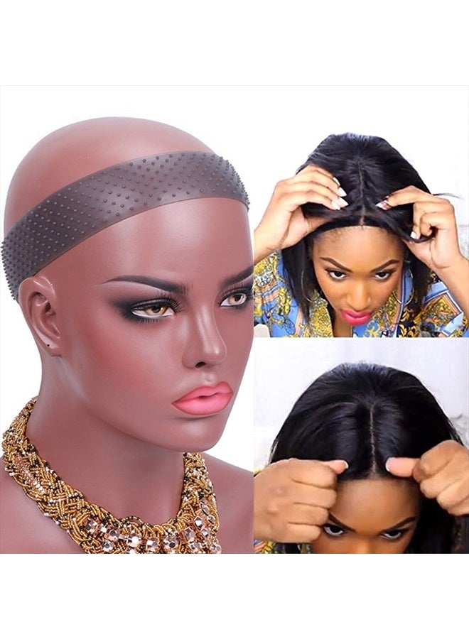 Wig Grip Band Non Slip Transparent Silicone Wig Fix Silicone Wig Grip Natural Grip Headbands for Women Comfort Elastic Wig Grip Cap for Lace Wigs to Hold Wigs (Transparent black)