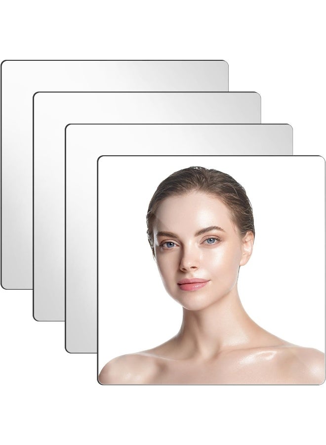Pack Of 4 Self-Adhesive Mirror Tiles, 20 X 20 Cm