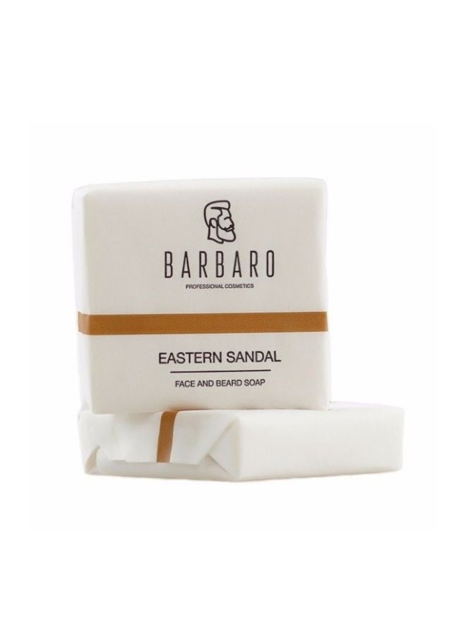 Barbaro Eastern Sandal Face & Beard Soap – Handmade Natural Soap with Chamomile, Hops & Sea Buckthorn for Cleansing, Hydration & Beard Care, 90g
