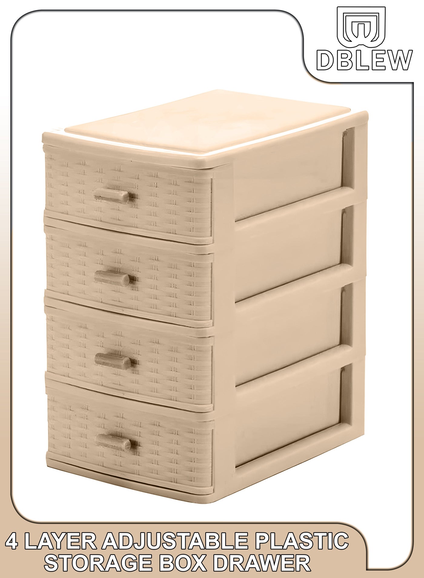 Plastic 4 Layers Small Storage Drawers Compartments Box Container Large Capacity Cosmetic Storage Case For Vanity Bathroom Countertop Organizer Side Table