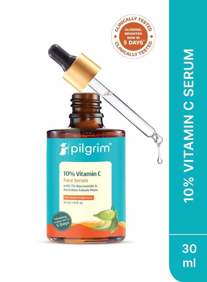 10% Vitamin C Face Serum For Daily Brightness 30 Ml | Face Serum For Glowing Skin | Reduces Dark Spots & Evens Skin Tone | Fragrance Free | For Men And Women | All Skin Types |