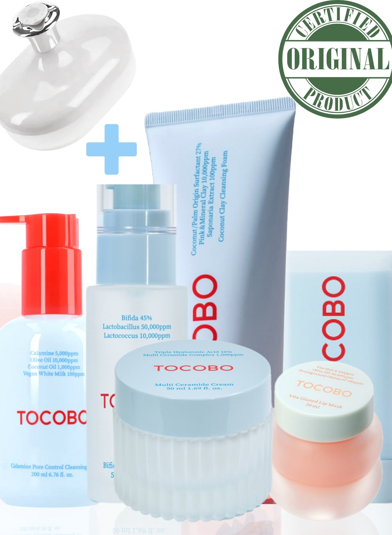Pore Congestion & Dull Skin Solution – Tocobo Pore Cleansing Oil, Soft Sun Stick, Coconut Cleansing Foam & Vita Glazed Lip Mask Set
