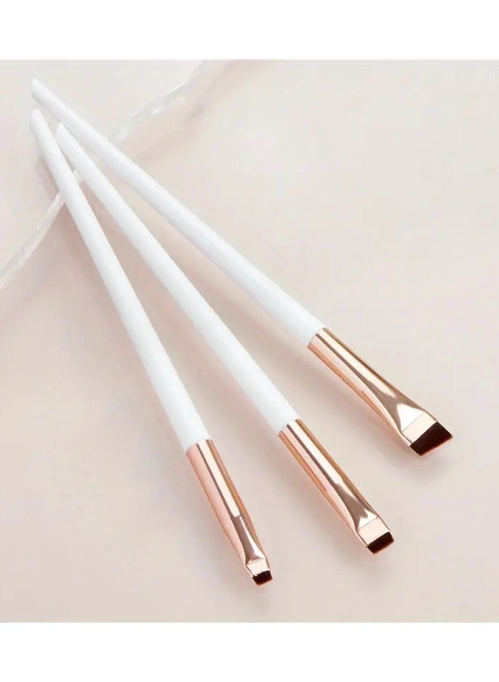 Makeuo Brush Set 3Pcs Portable Flat Fine Eyeliner and Eyebrow Brush Set Eye Makeup Beauty Tools Perfect for Contouring and Enhancing Your Beauty