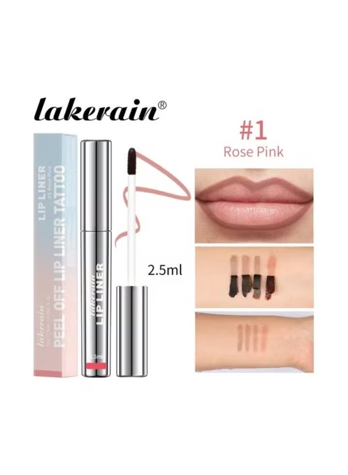 Lip Tint Peel Off Lip Liner Tattoo Waterproof Long Lasting Matte Non-Stick Cup Lip Tint  Red Contour Lips MakeUp (Rose pink)