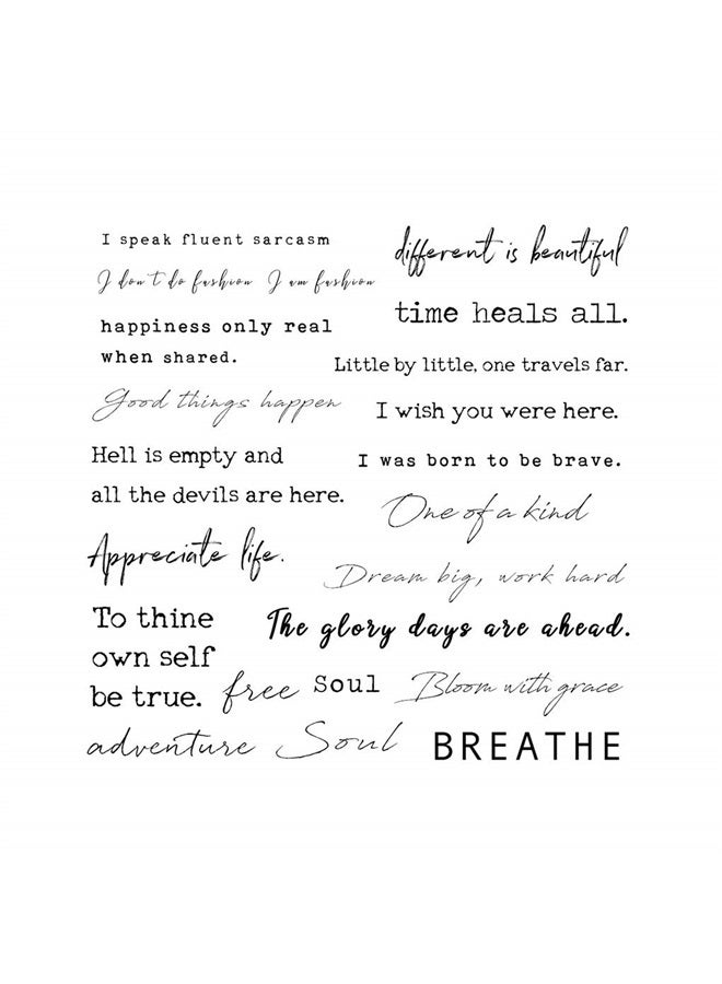 Everjoy Realistic Temporary Tattoos - 20 Individual Line Pcs, Waterproof Inspirational Words for Adult, Women (Words)