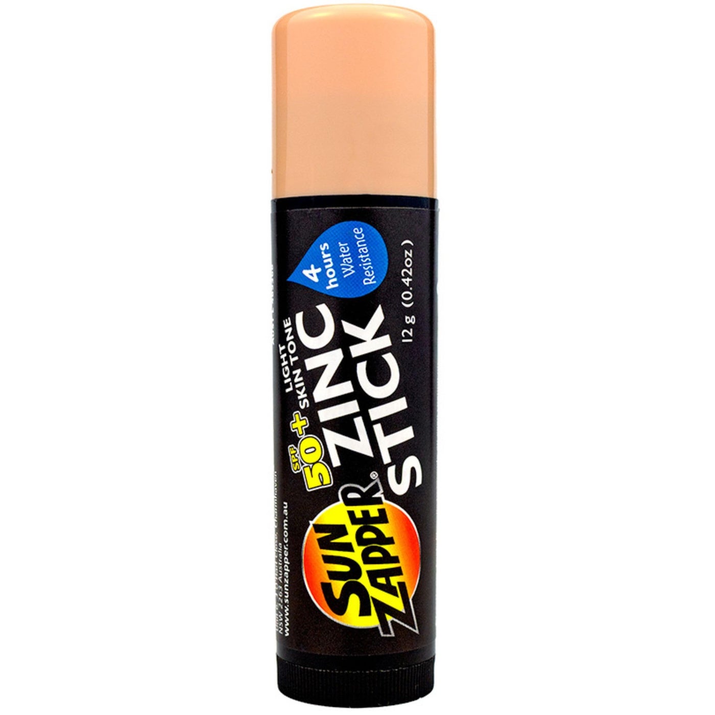 Sun Zapper Zinc Oxide Mineral Sunscreen Stick â€“ SPF 50+ Water Resistant â€“ Light Skin Tone (Bronze/Tan) â€“ 12g (0.42 Oz) â€“ For Face & Body â€“ Adults & Kids â€“ Made in Australia