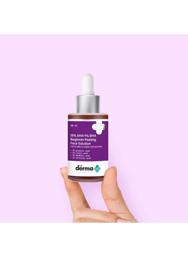The Derma Co 15% AHA + 1% BHA Beginner Face Peeling Solution for 10-Minute Weekly Exfoliation - 30ml - image 3