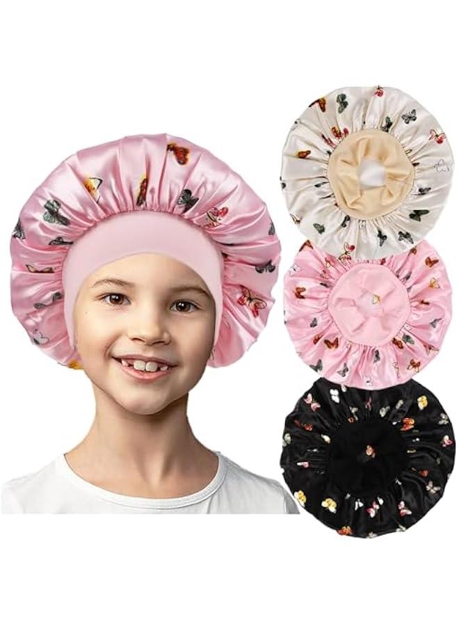 3 PCS Bonnet for Kids,Silk Bonnet for Sleeping Kids,Kids Bonnet for Girls,Satin Toddler Bonnet for Sleeping