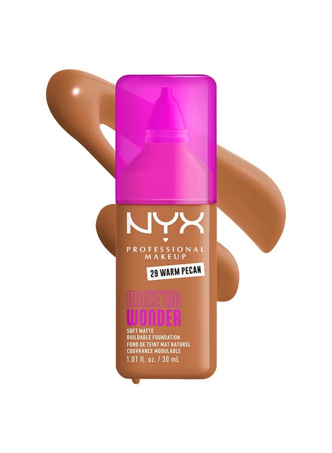 Make 'EM Wonder, 24H Soft Matte Foundation, Undetectable  Finish, Warm Pecan