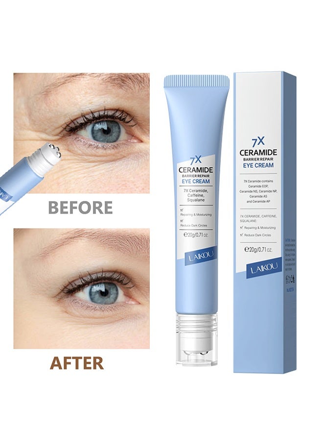 7X Ceramide Barrier Repair Eye Cream，Ceramide Under Eye Cream, Hydrating Anti-Aging Eye Cream for Wrinkles, Eye Wrinkle Cream With Massage Head, Dark Circle Eye Cream For Women & Men, eye moisturizer For All Skin Type 20g