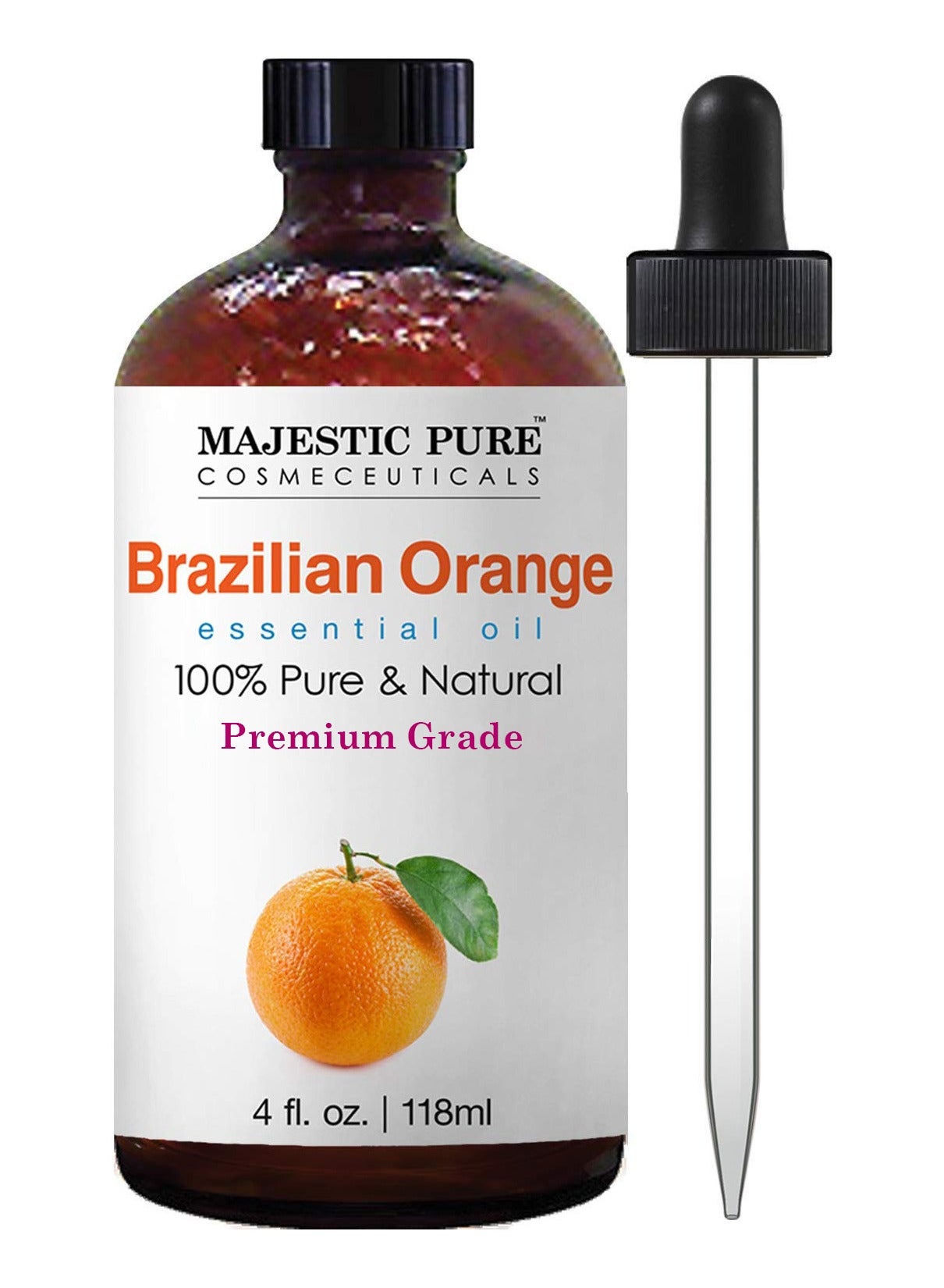 Brazilian Orange Essential Oil - 118 ml | 100% Pure and Natural | Premium Grade Essential Oils for Aromatherapy, Diffusers, Skin, Massage and Humidifiers |