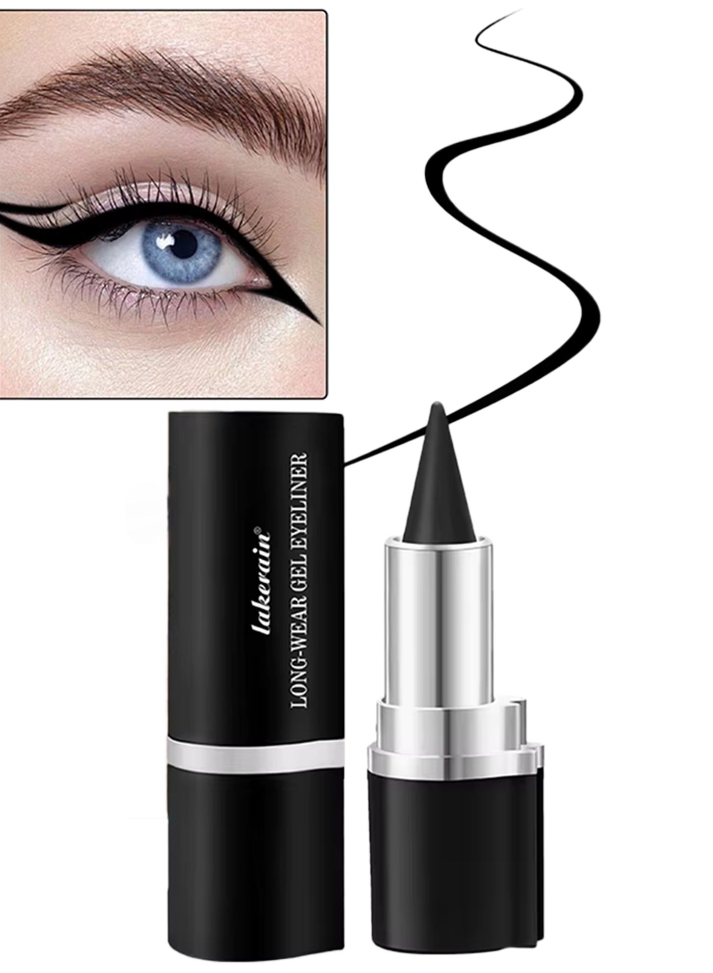 Long Wear Gel Eyeliner Creamy Gel Eyeliner Pen Smudge Proof Waterproof Sweat-proof Long Lasting Eyeliners Stick Multi Use Eye Makeup Lip Liner Eyeshadow Eyebrow Pencil Black 04