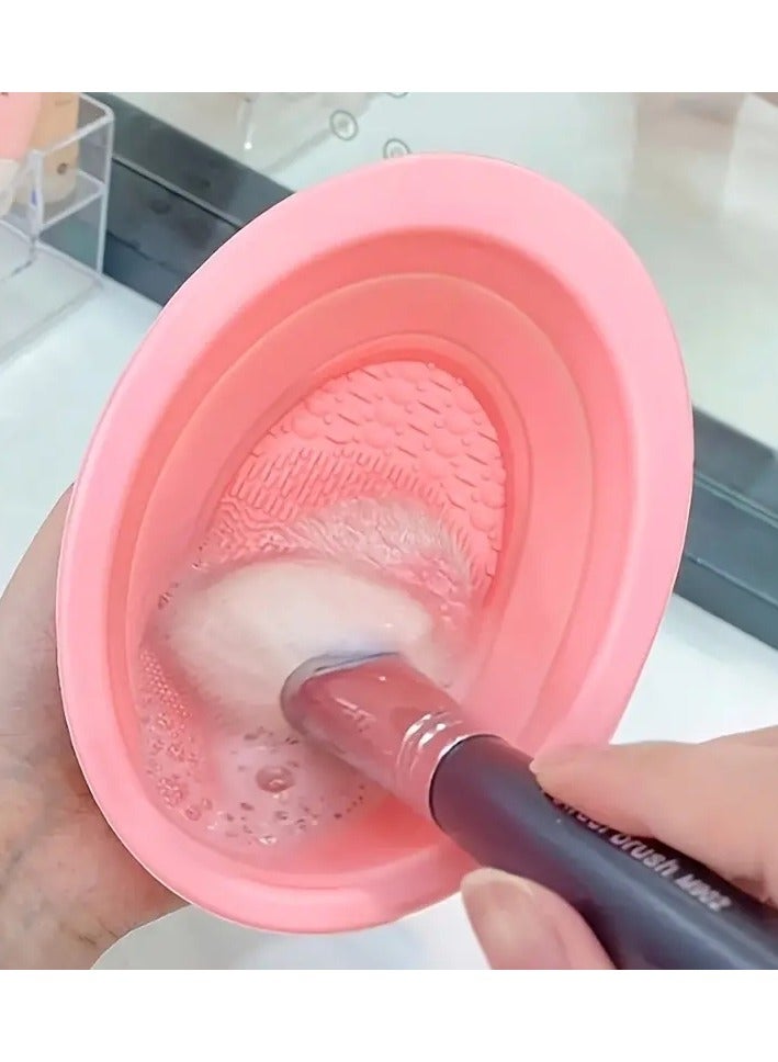 Portable Silicone Makeup Brush Cleaning Mat Easy to Clean and Concenient to Use - Pink