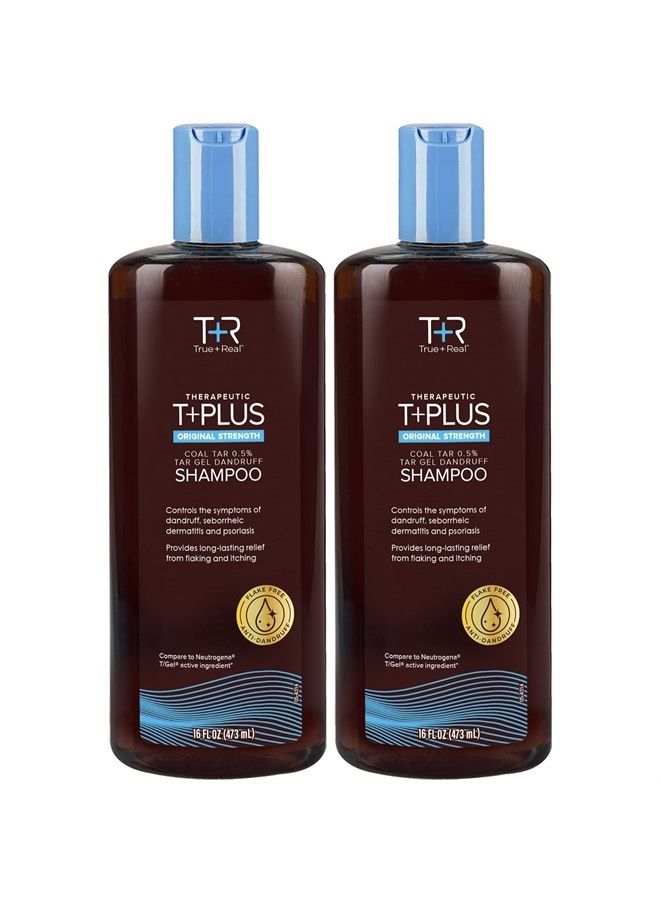 Therapeutic Plus Tar Gel Anti-Dandruff Shampoo Original Strength 0.5% Coal Tar, 16 Fl Oz, Pack of 2