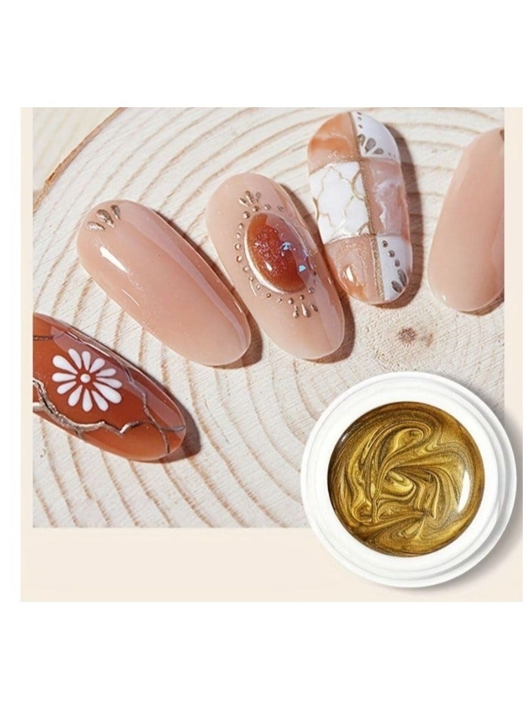 Metallic Gel Nail Polish, Gold Metal Painting Gel for Nail Art Soak off UV LED Glossy Mirror Effect Nail Glue Gel for Home Salon DIY Manicure