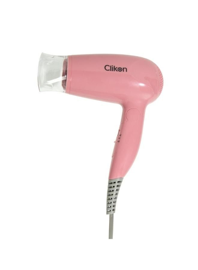Clikon Foldable Travel Hair Dryer With Speed And Heating Level Combined And Overheating Protection, Pink - CK3302