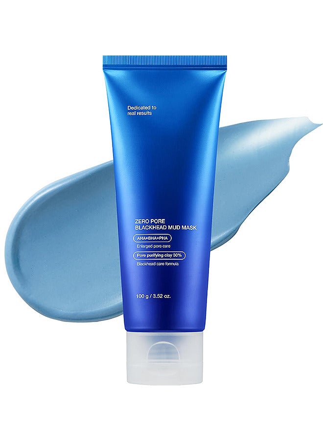 Zero Pore Blackhead Mud Facial Mask, Skin Cooling And Pore Tightening, 3 Minute Quick Dry Formula With AHA, BHA, PHA, And Pore-Purifying Clay, Korean Face Mask 100G / 3.52 OZ