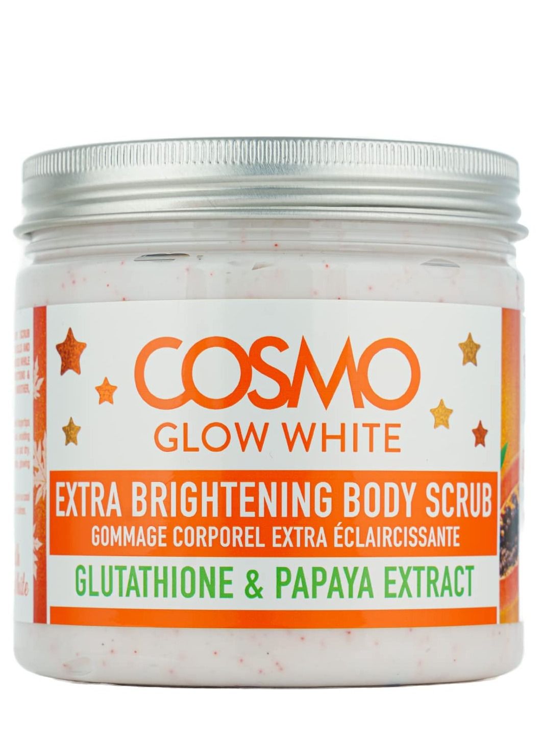 Cosmo Glow White Extra Brightening Body Scrub 475ml, Glutathione & Papaya Extract, Making Skin Feel Softer, Smoother, Supple & Radiant, For Unisex