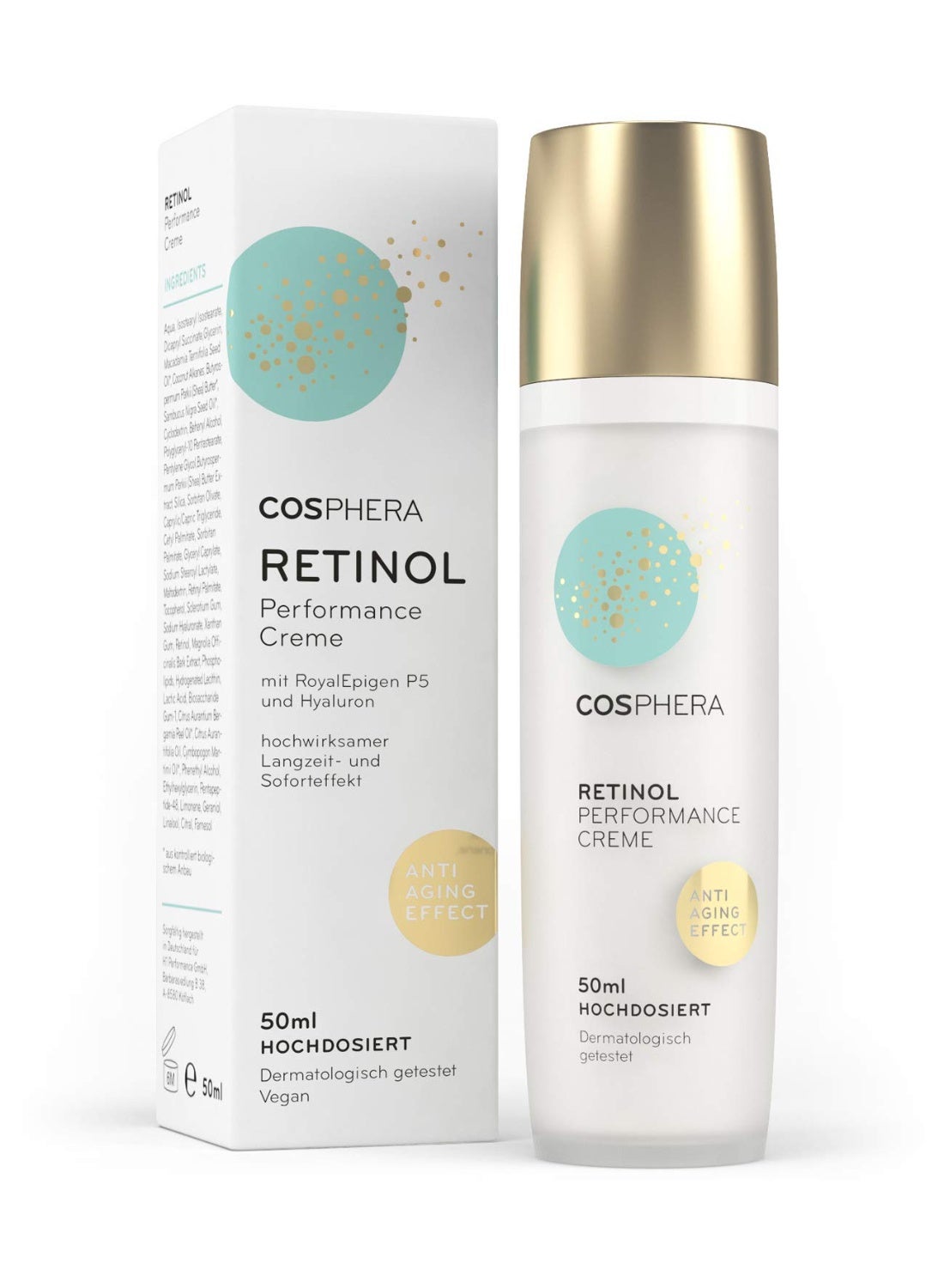 Retinol Performance Creme, 50 ml, Made in Germany – Reduces the appearance of wrinkles, smooths the skin, and promotes cell renewal