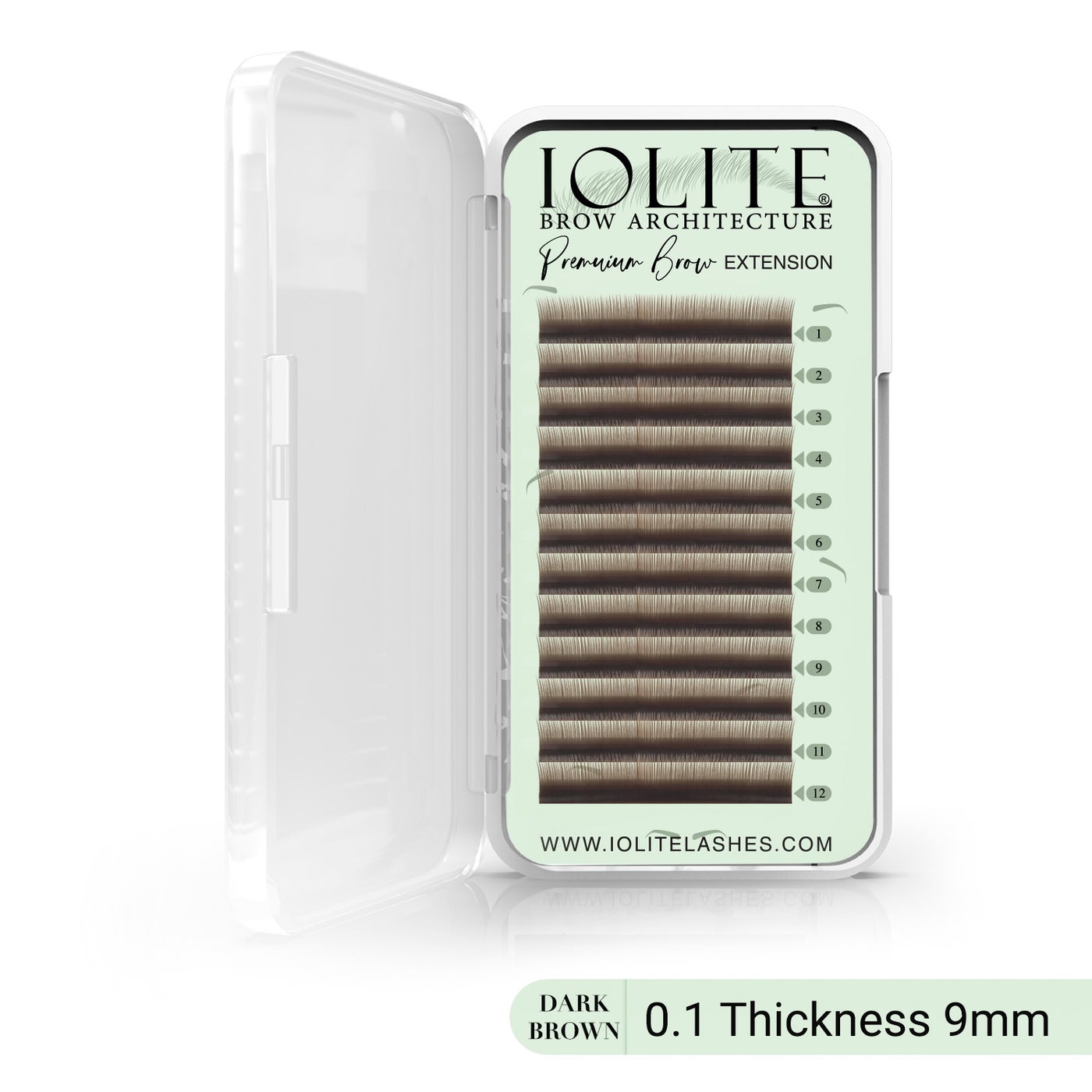 Premium Eyebrow Extension Brow Natural False Eyebrows in Tray - Brow Extension 0.10T Thickness ; Length - 8mm, 9mm, Mix - Dark Brown - 9mm