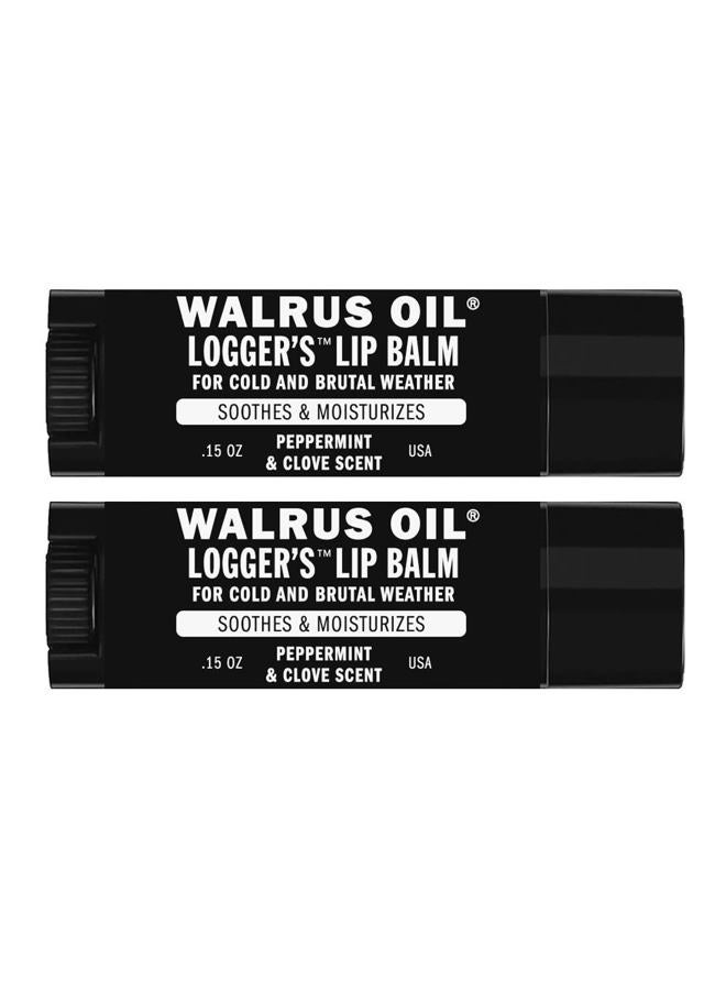 WALRUS OIL Logger's Lip Balm - 2-Pack, 100% Vegan, Made with Candelilla Wax, Almond, Coconut, Jojoba Oils & Natural Ingredients
