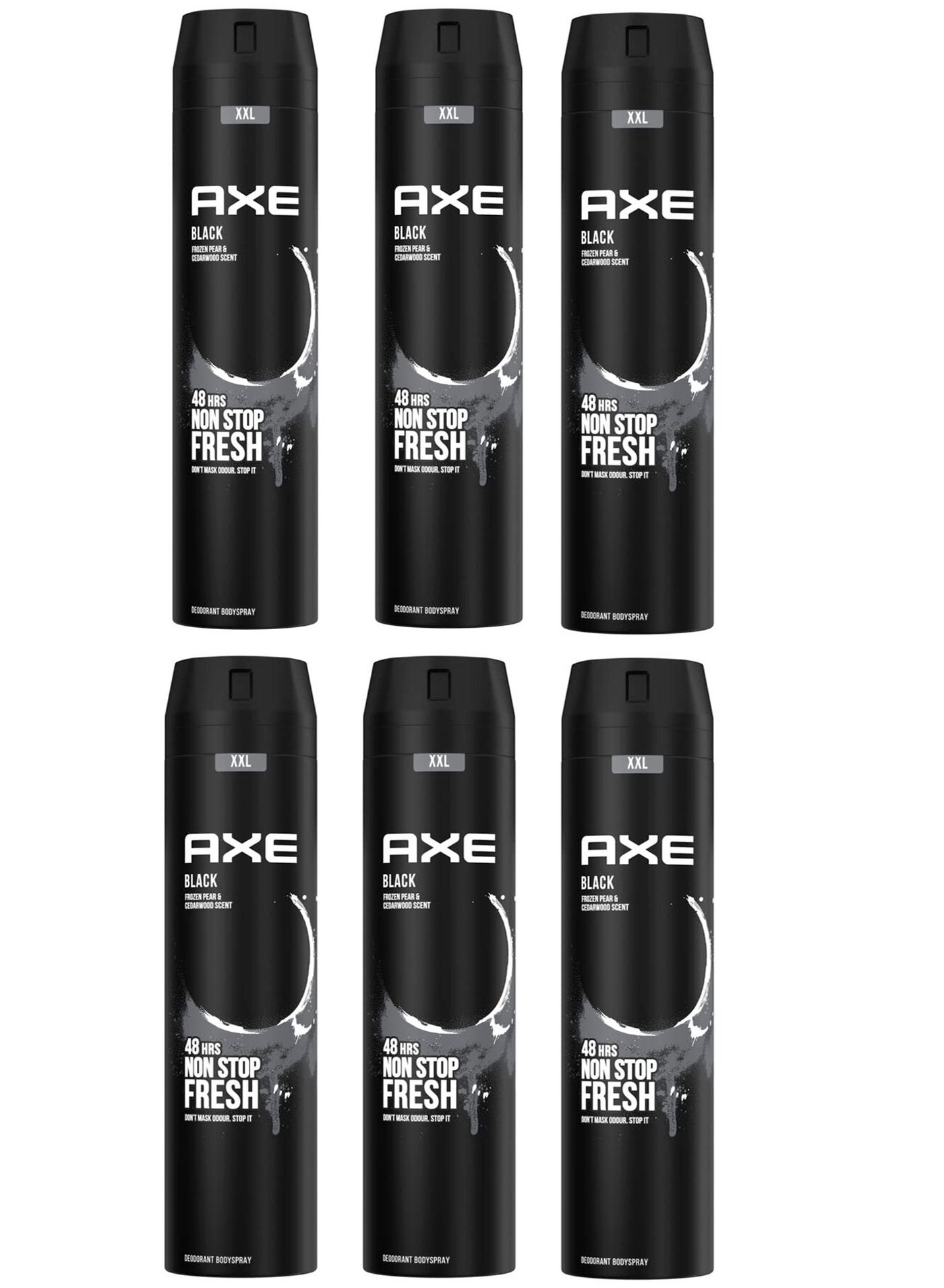 Non Stop Fresh Black Body Spray Deodorant 250ml (Pack of 6)
